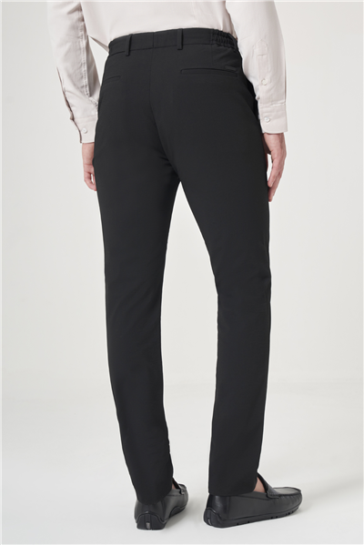Siyah Yan Cep Kendinden Desenli Gofreli Jogger Slim Fit Esnek Pantolon 1003260177