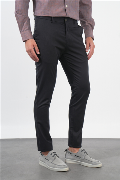 Siyah Yan Cep Slim Fit Casual Pamuklu Chino Pantolon 1003260178