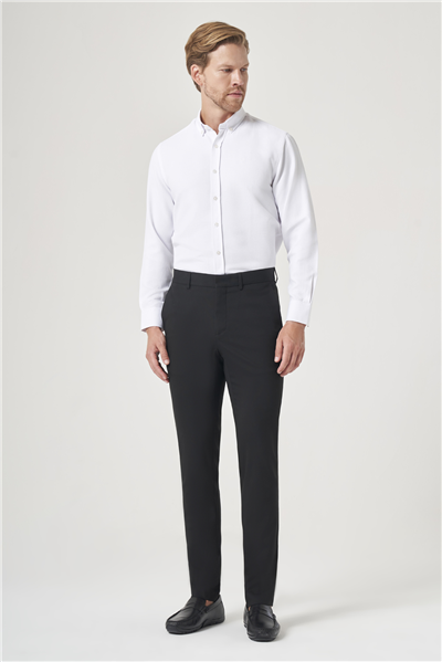 Siyah Yan Cep Slim Fit Esnek Chino Pantolon 1003260154