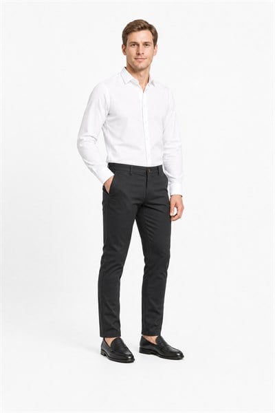 Siyah Yan Cep Slim Fit Pamuklu Chino Pantolon 1003260168