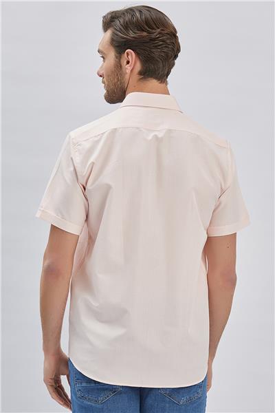 Somon Kısa Kollu Desenli Sert Yaka Cepli Pamuklu Klasik Comfort Fit Rahat Kesim Gömlek 1004240231