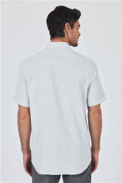 Yeşil Biritli Yaka Düz Casual Pamuklu Comfort Fit Gömlek 1004250221