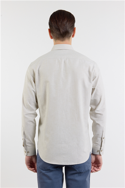 Yeşil Oxford Düğmeli Yaka Uzun Kol Cepsiz Slim Fit Pamuklu Gömlek 1004260182