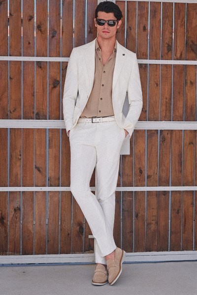 Kahverengi Biritli Yaka Uzun Kol Cepsiz Slim Fit Pamuklu Gömlek 1004260207