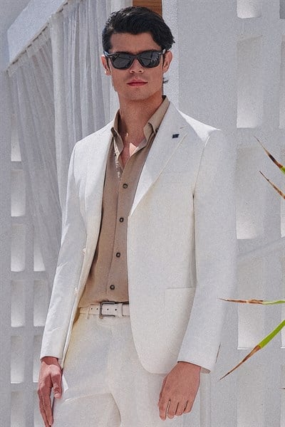 Kahverengi Biritli Yaka Uzun Kol Cepsiz Slim Fit Pamuklu Gömlek 1004260207