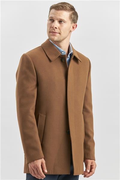 Taba Kaşe Bebe Yaka Kapitoneli Astar Comfort Fit Rahat Kesim Klasik Kaban 1008245161