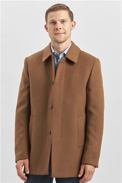 Taba Kaşe Bebe Yaka Kapitoneli Astar Comfort Fit Rahat Kesim Klasik Kaban 1008245161