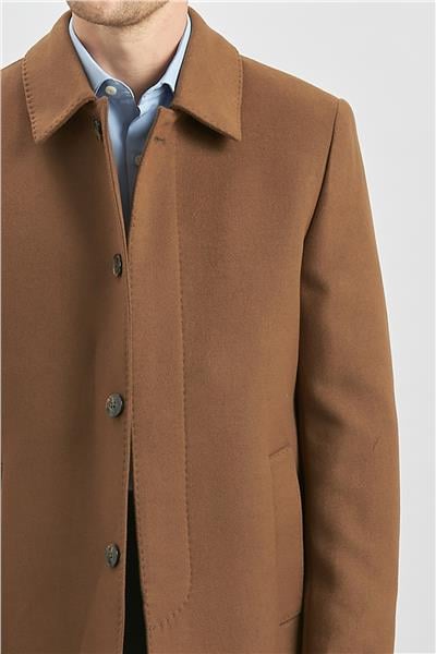 Taba Kaşe Bebe Yaka Kapitoneli Astar Comfort Fit Rahat Kesim Klasik Kaban 1008245161