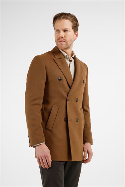 Taba Kılıç Yaka Classic Slim Fit Kruvaze Kaban 1008255102