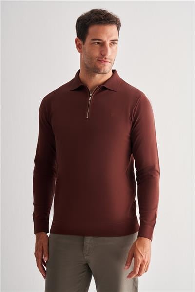 Camel Uzun Kol Fermuarlı Yaka Cepsiz  Slim Fit  Triko 1012255150