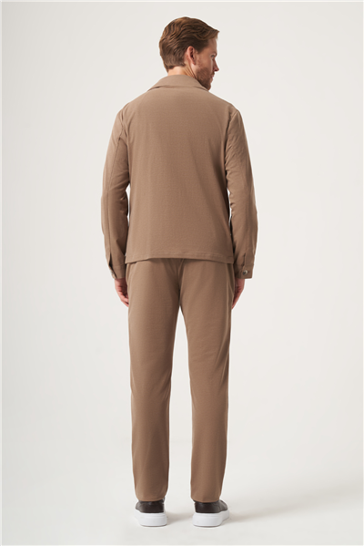 Tarçın Berberi Yaka Örme Beli Lastikli 6 Drop Slim Fit Astarsız Esnek Takım Elbise 1001260177