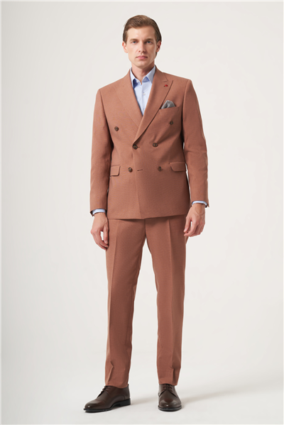 Tarçın Kırlangıç Yaka Kruvaze 6 Drop Slim Fit Tam Astar Esnek Takım Elbise 1001260902
