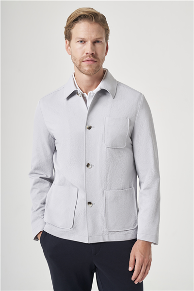 Taş Berberi Yaka Çizgili Desen Gofreli Slim Fit Casual Mont 1007260153