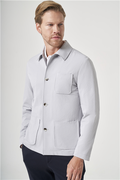 Taş Berberi Yaka Çizgili Desen Gofreli Slim Fit Casual Mont 1007260153