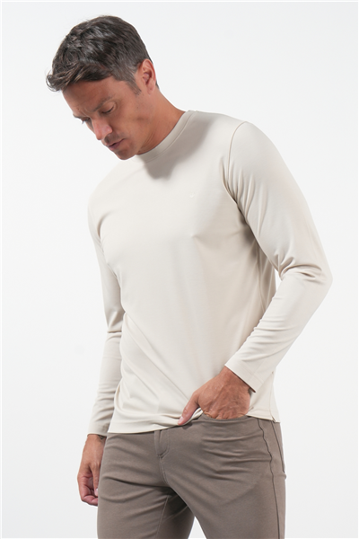 Taş Bisiklet Yaka Uzun Kol Örme Standart Fit Esnek Sweatshirt 1013260150