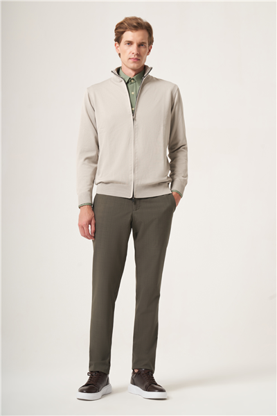 Taş Dik Yaka Uzun Kol Örme Comfort Fit Pamuklu Hırka Kazak 1012265157