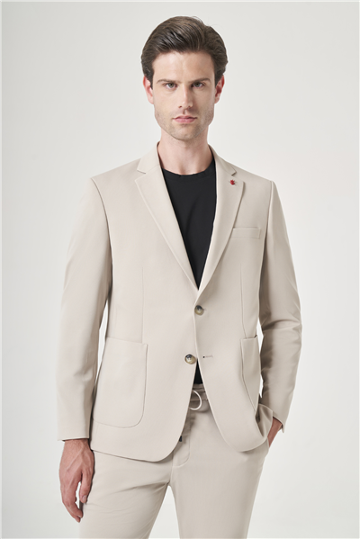 Taş Mono Yaka 6 Drop Slim Fit Beli Lastikli Takım Elbise 1001260194