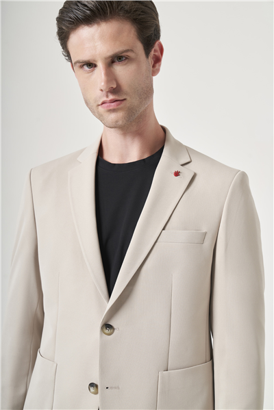 Taş Mono Yaka 6 Drop Slim Fit Beli Lastikli Takım Elbise 1001260194