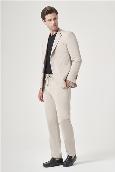 Taş Mono Yaka 6 Drop Slim Fit Beli Lastikli Takım Elbise 1001260194