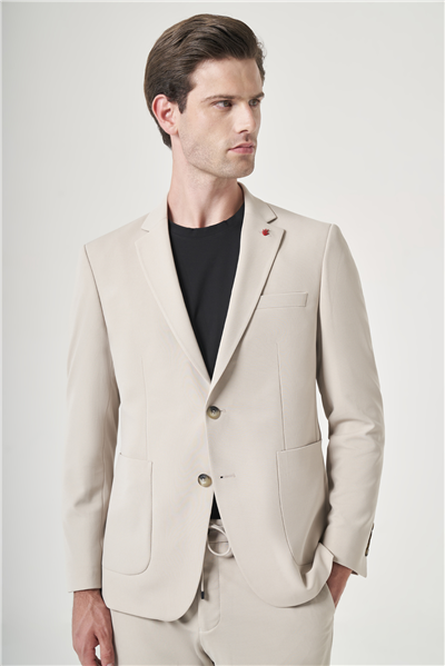 Taş Mono Yaka 6 Drop Slim Fit Beli Lastikli Takım Elbise 1001260194