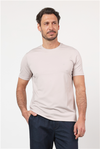 Taş Bisiklet Yaka Kısa Kol Örme Standart Fit Esnek Tişört 1011260251