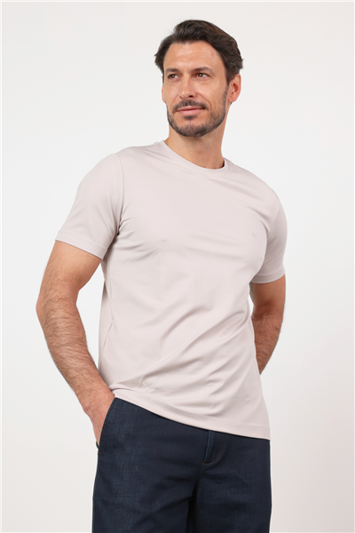 Taş Bisiklet Yaka Kısa Kol Örme Standart Fit Esnek Tişört 1011260251