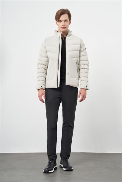 Taş Rengi Dolumlu Hakim Yaka Slim Fit Dar Kesim Klasik Mont 1007245153