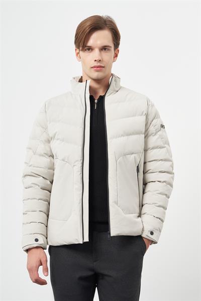 Taş Rengi Dolumlu Hakim Yaka Slim Fit Dar Kesim Klasik Mont 1007245153