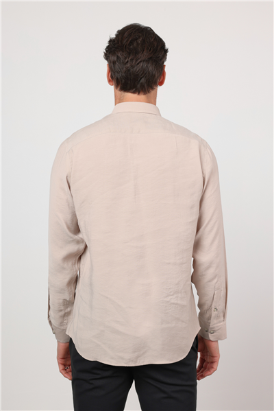 Taş Düğmeli Yaka Uzun Kol Cepsiz Slim Fit Modal Gömlek 1004260162