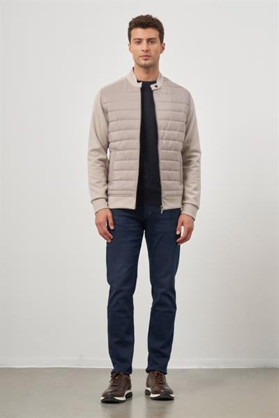 Taş Rengi Kapitone Dik Yaka Astarlı Slim Fit Dar Kesim Klasik Mont 1007245154