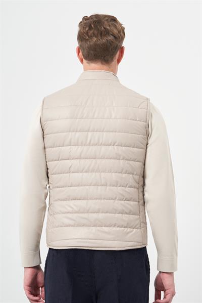 Taş Rengi Kapitone Dik Yaka Düz Garnisiz-Biyesiz Slim Fit Yelek 1009245151