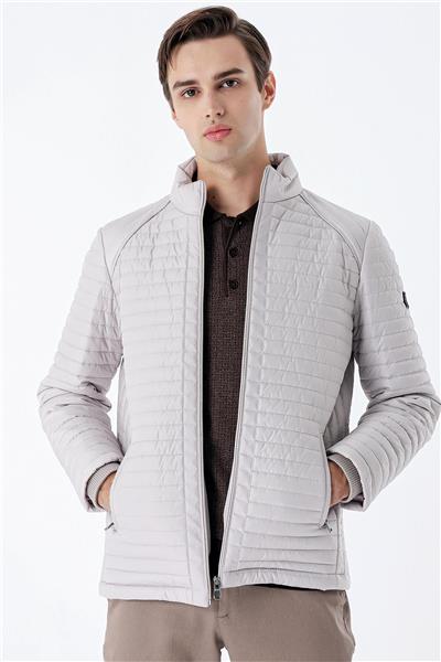 Taş Rengi Kapitone Dolumlu Dik Yaka Astarlı Slim Fit Dar Kesim Casual Mont 1007235264