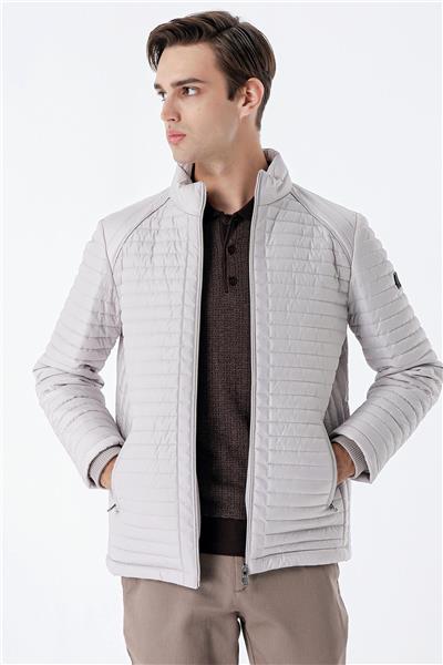 Taş Rengi Kapitone Dolumlu Dik Yaka Astarlı Slim Fit Dar Kesim Casual Mont 1007235264