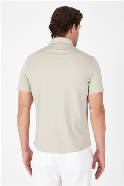 Taş Kısa Kol Düğmeli Yaka Cepsiz Performans Ürün Slim Fit  Gömlek 1004250256