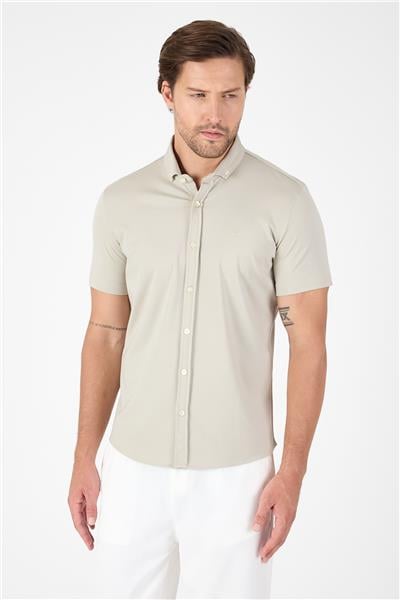 Taş Kısa Kol Düğmeli Yaka Cepsiz Performans Ürün Slim Fit  Gömlek 1004250256
