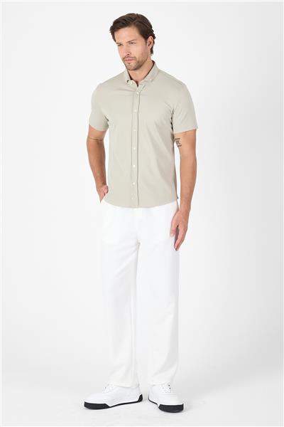 Taş Kısa Kol Düğmeli Yaka Cepsiz Performans Ürün Slim Fit  Gömlek 1004250256