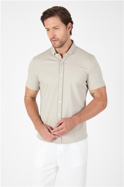 Taş Kısa Kol Düğmeli Yaka Cepsiz Performans Ürün Slim Fit  Gömlek 1004250256