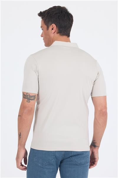 Taş Rengi Kısa Kol Düz Suprem Polo Yaka Cepsiz Esnek Casual Slim Fit Tişört 1011250161