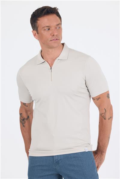 Taş Rengi Kısa Kol Düz Suprem Polo Yaka Cepsiz Esnek Casual Slim Fit Tişört 1011250161