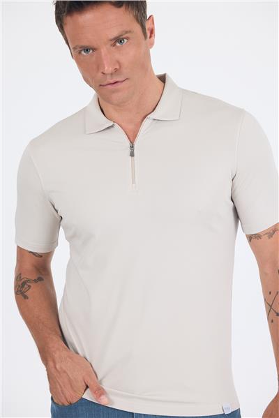 Taş Rengi Kısa Kol Düz Suprem Polo Yaka Cepsiz Esnek Casual Slim Fit Tişört 1011250161