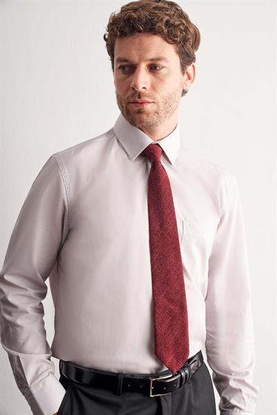 Taş Rengi Sert Yaka Uzun Kol Easy To Iron Comfort Fit Pamuklu Gömlek 1004255300