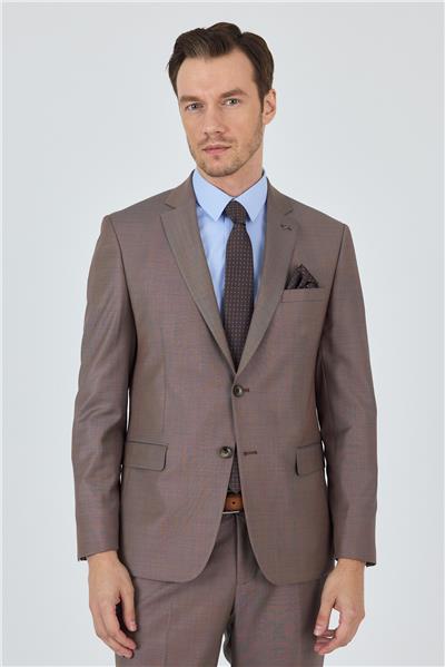 Turuncu Mono Yaka Düz 2 Düğme Classic Yünlü Slim Fit Takım Elbise 1001250175