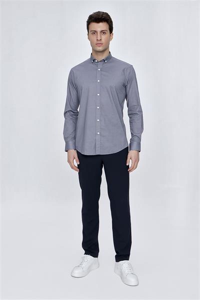 Açık Kırmızı Uzun Kol Gömlek Yaka Klasik Slim Fit Pamuklu Likralı Gömlek 1004225208