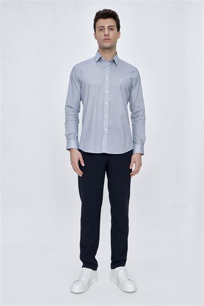 Beyaz Uzun Kol Klasik Slim Fit Pamuklu Likralı Gömlek 1004225215