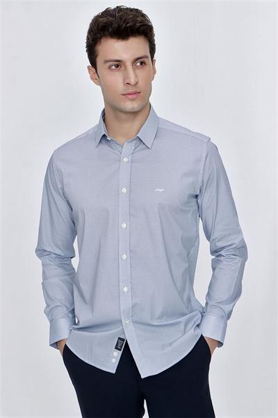 Beyaz Uzun Kol Klasik Slim Fit Pamuklu Likralı Gömlek 1004225215
