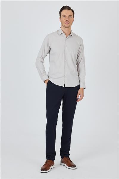 Kol Çizgili Desen Bez Ayağı İtalyan Yaka Cepsiz Esnek Classic Slim Fit Gömlek 1004250200