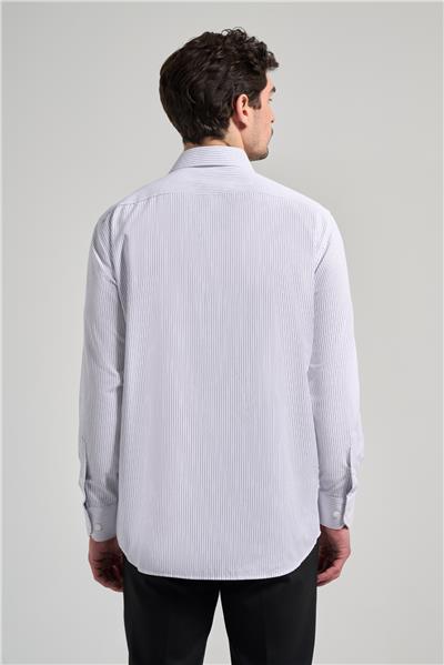 Kol Çizgili Desen Bez Ayağı Sert Yaka cepli Pamuklu Classic Comfort Fit Gömlek 1004250172