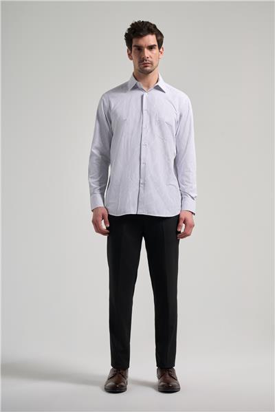 Kol Çizgili Desen Bez Ayağı Sert Yaka cepli Pamuklu Classic Comfort Fit Gömlek 1004250172
