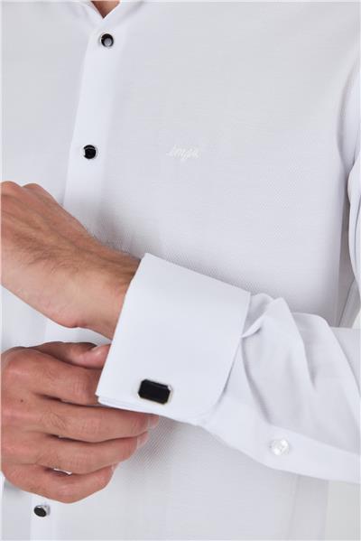 Uzun Kol Desenli Armürlü Ata Yaka Pamuklu Ceremony Slim Fit Gömlek 1004250207