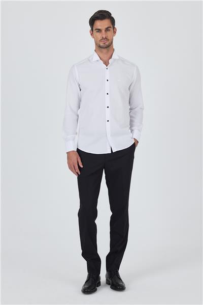 Uzun Kol Desenli Armürlü Ata Yaka Pamuklu Ceremony Slim Fit Gömlek 1004250207